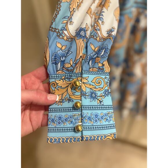 Boston Proper Regal Resort Patchwork Print A-Line Dress Small 2-6 NEW - Picture 6 of 9